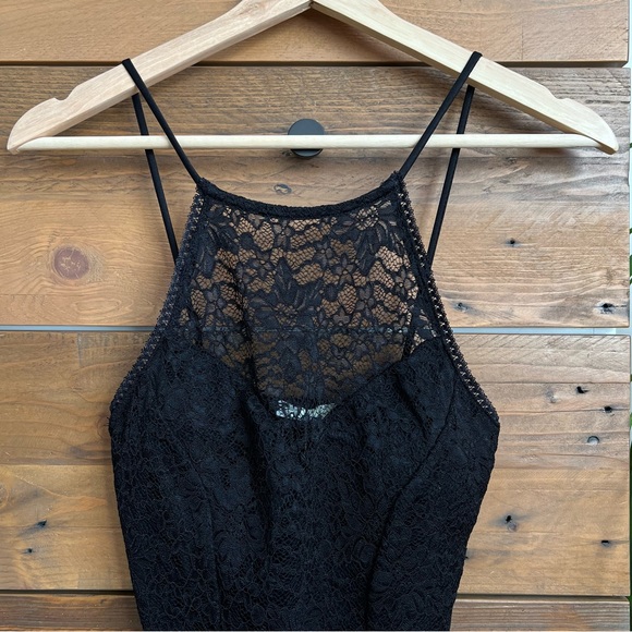 Black Lace High Neck Bodysuit - Picture 2 of 7